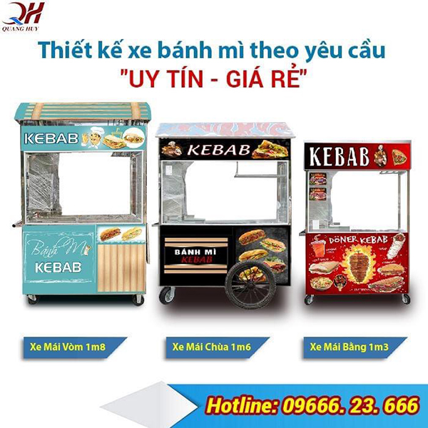 Quang Huy nhận đặt và thiết kế xe bánh mì theo yêu cầu uy tín giá rẻ