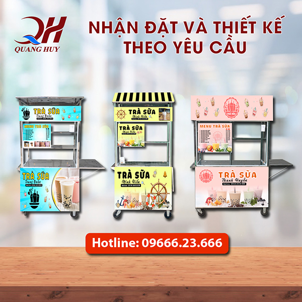 Quang Huy nhận đặt và thiết kế tủ bán trà sữa theo yêu cầu uy tín giá rẻ