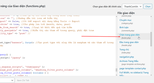 code dan vao wordpress