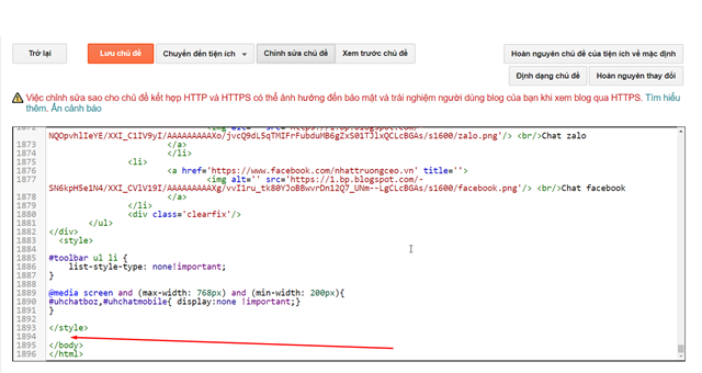 dan code vao phan chan cua web