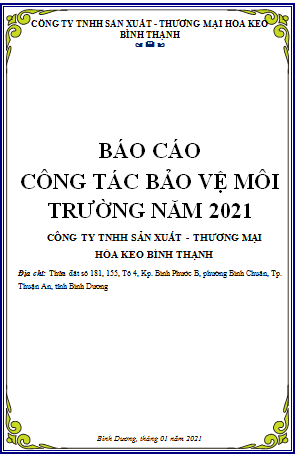 Báo cáo công tác bảo vệ môi trường năm 2021