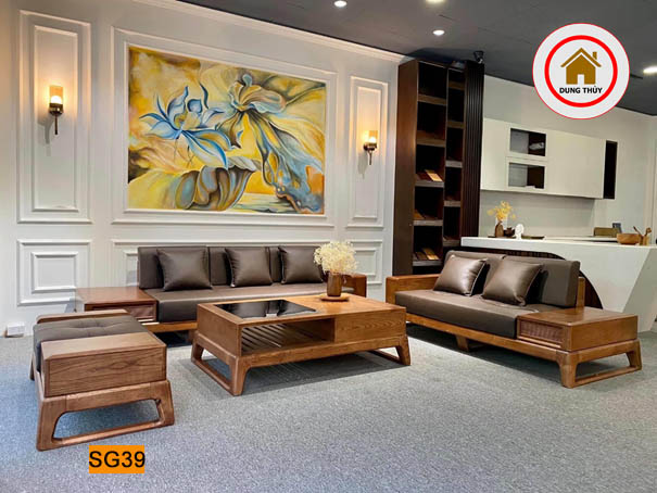 bộ bàn ghế sofa 2 văng chân quỳ SG39