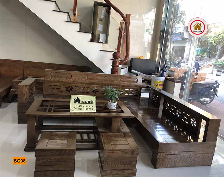 sofa gỗ phòng khách chung cư