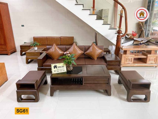 sofa gỗ sồi Nga cho phòng khách đẹp