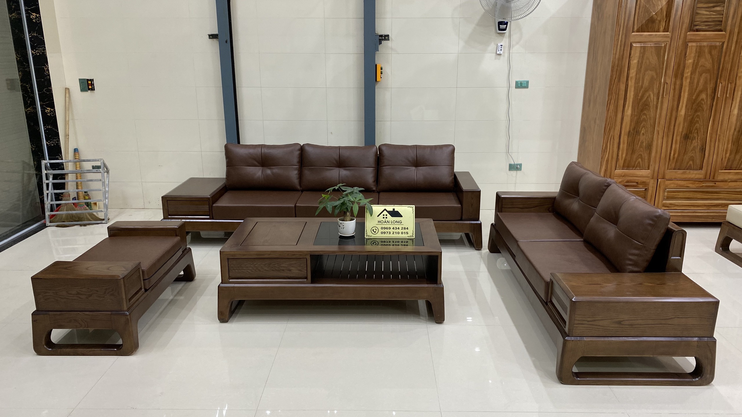 sofa gỗ sồi Nga góc chữ U