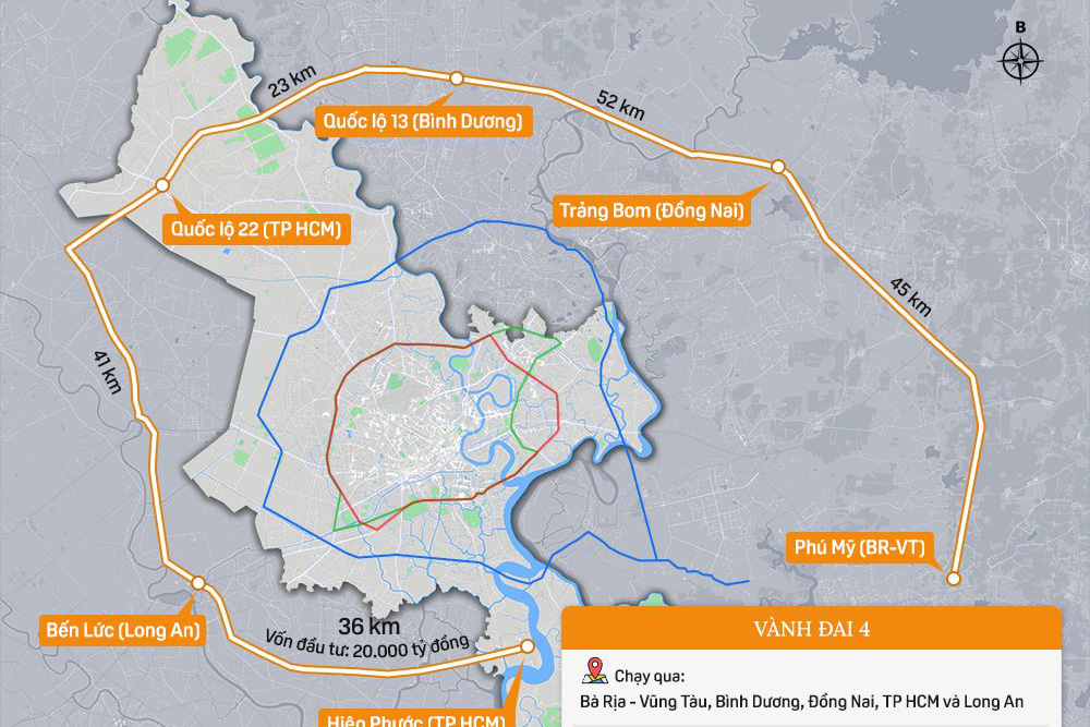Bản đồ đường Vành đai 4 đi qua địa phận Phú Mỹ (giá bán đất nền Phú Mỹ 2022)
