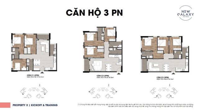 Thiết kế chi tiết loại căn hộ 3PN New Gaalxy Nha Trang 