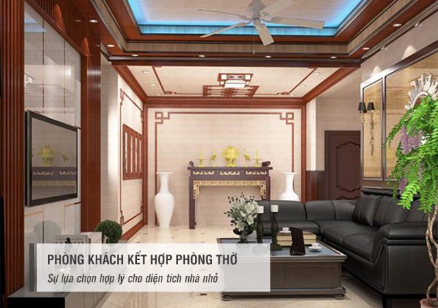 phòng khách kết hợp bàn thờ