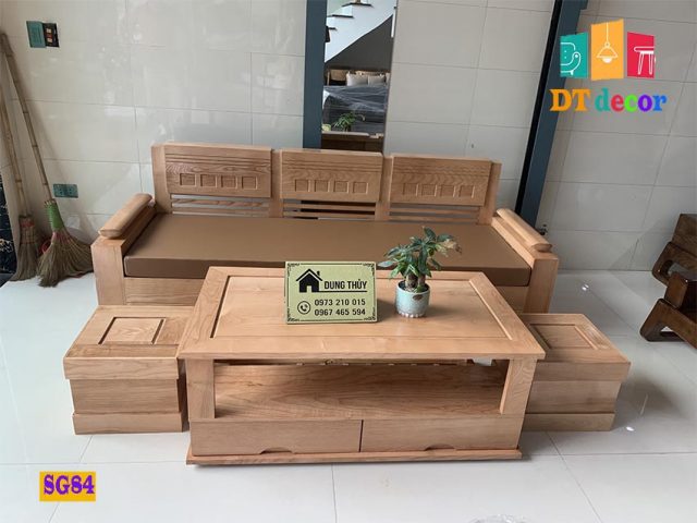 sofa văng gỗ sồi SG84