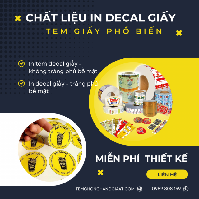 Những chất liệu in decal giấy – tem giấy phổ biến