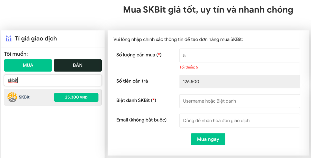 Đặt đơn mua Skbit