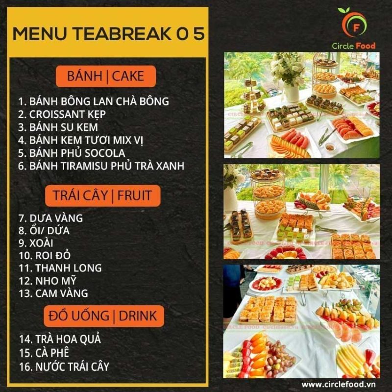 Menu Thực đơn set tiệc Teabreak TB05