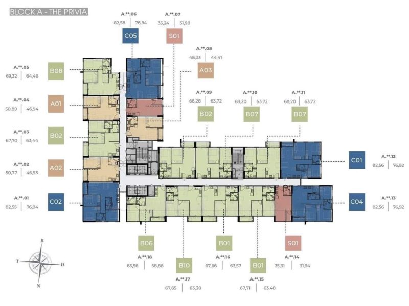 Mặt bàng Block A dự án The Privia Khang Điền