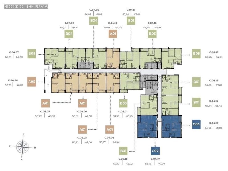 Mặt bằng Block C dự án The Privia Khang Điền