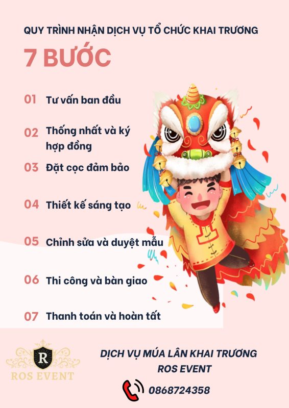 Quy trình nhận dịch vụ múa lân khai trương Ros Event