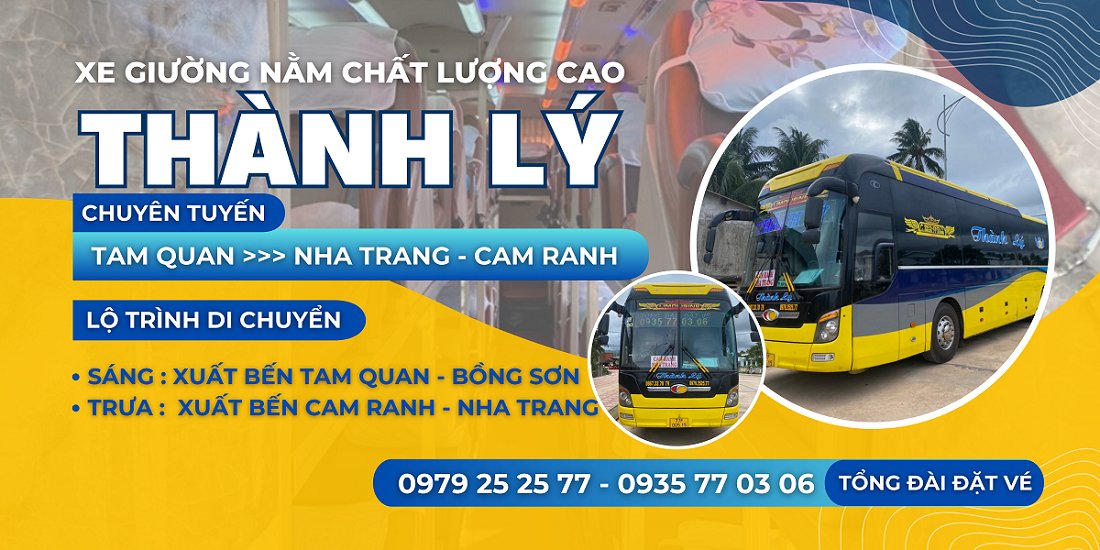 Xe khách Thành Lý chuyên tuyến Tam Quan, Bồng Sơn đi Nha Trang Cam Ranh