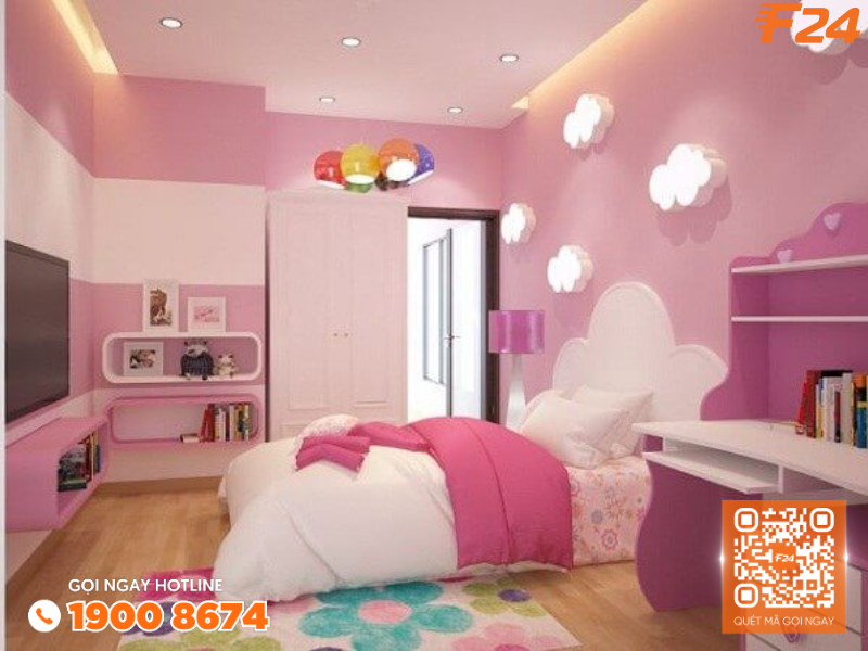 Nội thất phòng ngủ đẹp màu hồng dễ thương