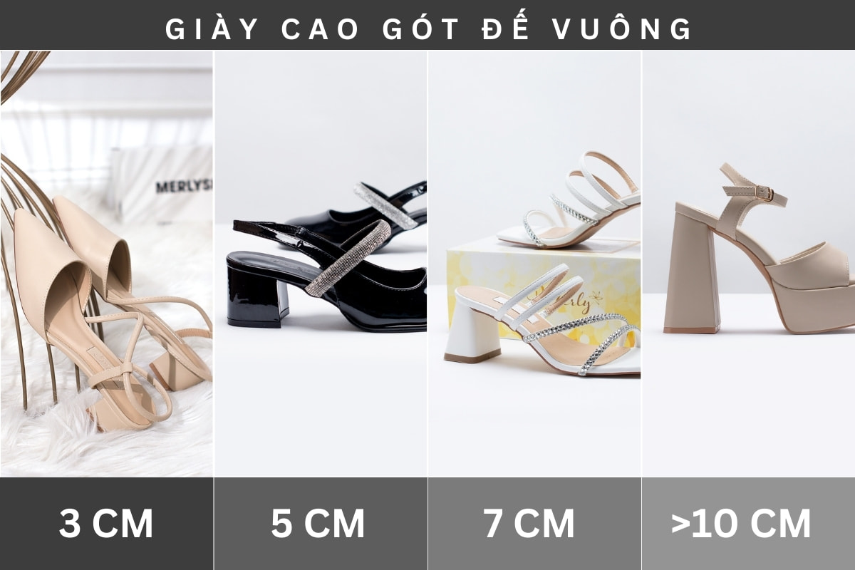 Giày Cao Gót Đế Vuông Theo Chiều Cao