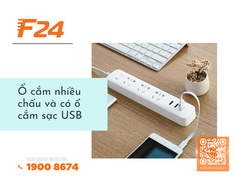 Lựa chọn ổ cắm điện có nhiều loại lỗ cắm, có ổ cắm sạc USB